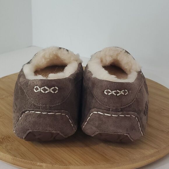 UGG Ansley Slipper Espresso Suede Wool Loafer Moccasin Women US 11 EU 42 New - Picture 7 of 13